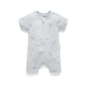 
                  
                    MINT EUCALYPTUS SHORT LEG ZIP GROWSUIT BY PUREBABY
                  
                