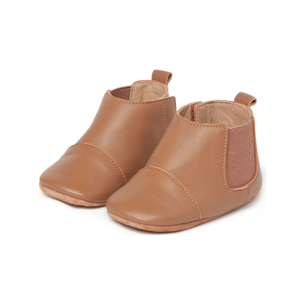 TAN LEATHER CHELSEA BOOTIE BY PUREBABY